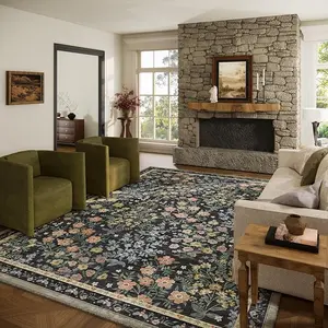 palohom Washable Rugs for Living Room Non Slip Low Pile Non Shedding Lightweight Soft Faux Wool Carpet Floral Area Rug for Bedroom Kitchen Dining Room Under Table Rug Runners for Hallway Entryway Farmhouse Stain Resistant Easy Care Indoor Home Decor