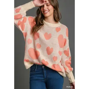 Peach Heart Sweater