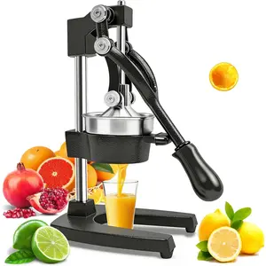 Cast Iron Manual Juicer Heavy-Duty Hand Press for Orange & Lemon Squeezer Commercial Grade Easy-to-Clean Black Fruit Press