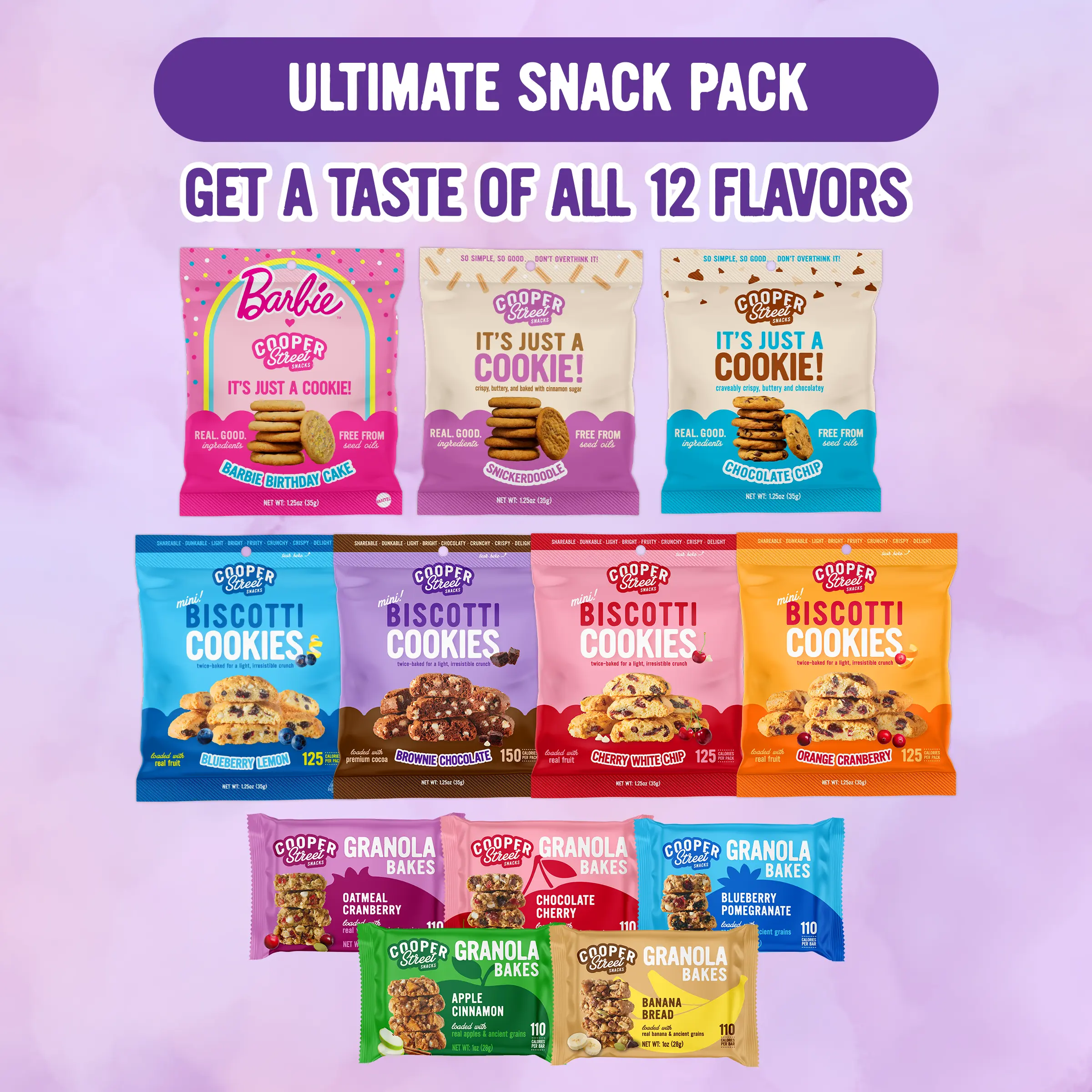 Cooper Street Ultimate Snack Pack - Multipack of It's Just a Cookie!, Biscotti Cookies, and Granola Bakes