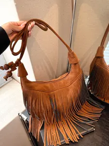 niche tassel shoulder messenger bag, frosted shoulder tote bag, shoulder commuter bag, Fringe Hobo Bag, Casual Fashion Bag, suitable for daily matching, commuting, Fringe Crossbody, Shoulder Bag, Everyday Bags