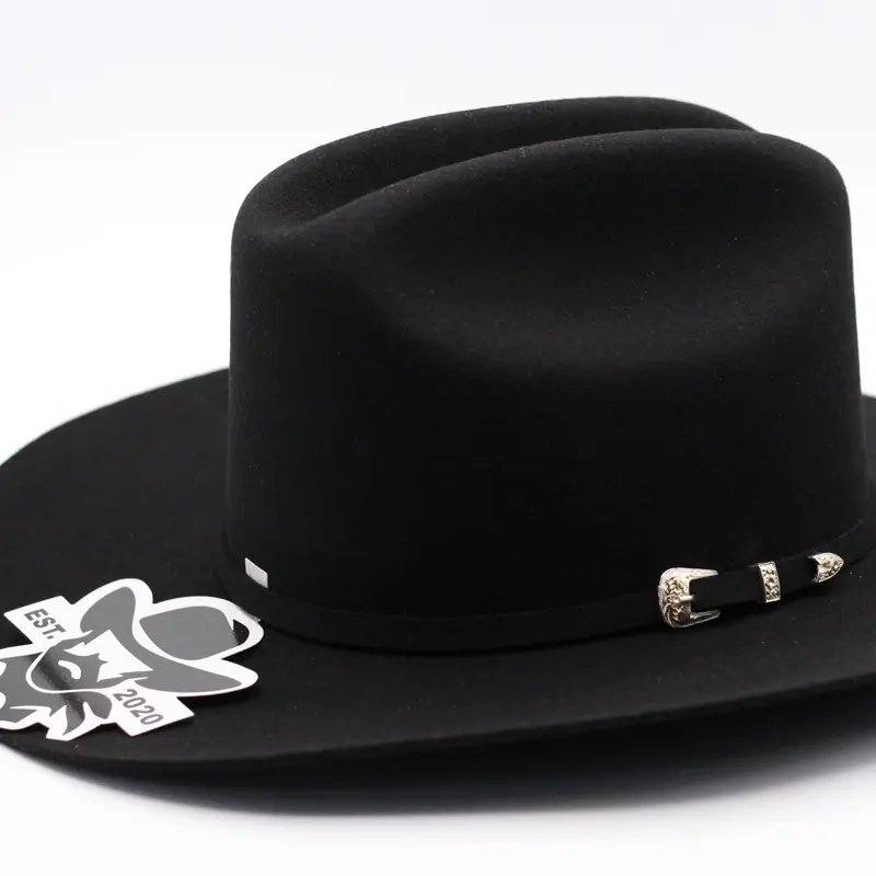 De Rancho Black Sinaloa Tejana with Silver/Gold Buckle
