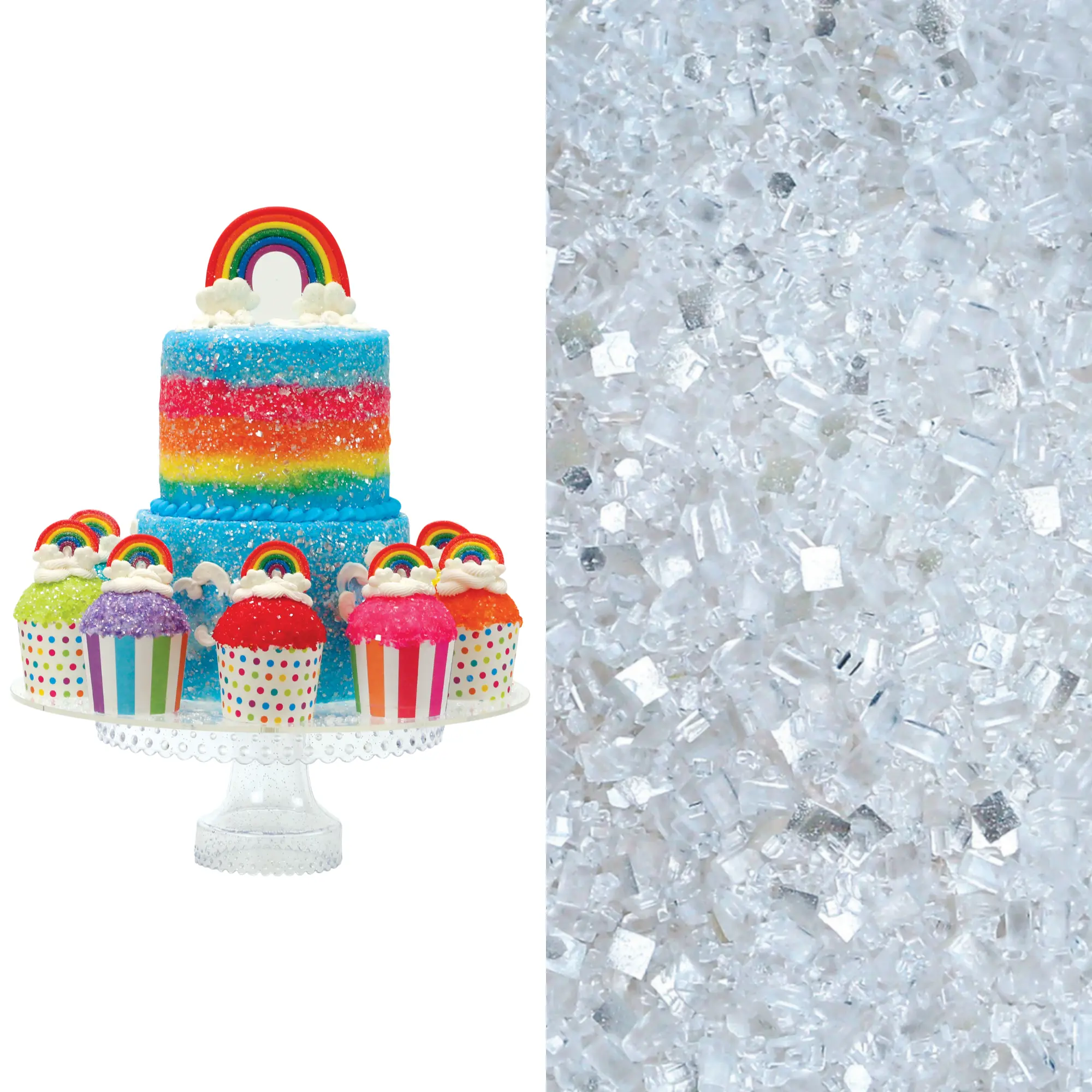 Rainbow Designer Cake Decorating Bundle (Cake Decor + Glittery Sugar)