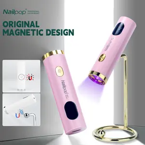 1PC Nailpop 8X Fast Curing Hands-Free UV LED Nail Lamp for Press-On Nails & DIY Manicures (White/Pink)