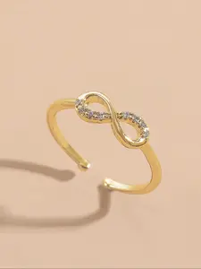 Elegant Copper Zirconia Adjustable Ring for Women, Simple Luxurious Cross Design, Daily Wear Open Finger Jewelry, Single Piece Fashion Accessory