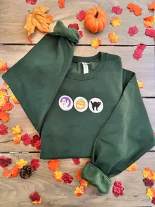 Halloween sugar cookie sweatshirt, Halloween crewneck, Halloween Embroidered crewneck