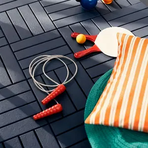 44 PCS Interlocking Patio Deck Tiles - 12"x 12" Indoor Outdoor Waterproof Flooring for Balcony, Backyard, Garden & Poolside, All Weather Use travertine Green Porcelain Pool Waterline Tiles Elegant Gray Composite Floor Tiles carpet