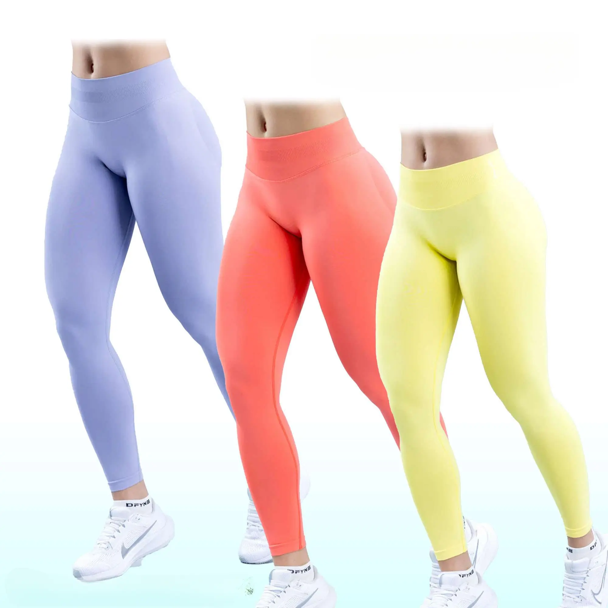 Women's High-Waisted High Rise Seamless Impact Leggings - Nylon Butt-Lifting Athleisure Bottoms, All-Season Gym Activewear for Snatched Look, Stretchable Sports Clothing, High Rise Leggings