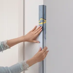 4 Roll PVC Grille Pattern Skirting Board Waterproof Moisture-Proof Self-Adhesive Floor Line for Living Room Kitchen Bathroom Wall Corner Decoration