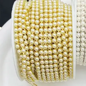 One Piece Beaded Chain Round Beads Embellished DIY Handmade Clothing Shoe Hat Bag Packaging Decor Rhinestone Accessories Beaded Edge Beading Making