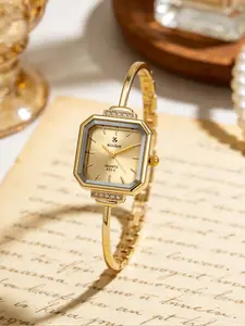 Women's Elegant Rectangle Watch, Quartz Movement, Mineral Glass Dial, Metal Case, Geometric Pattern, Perfect Gift Choice