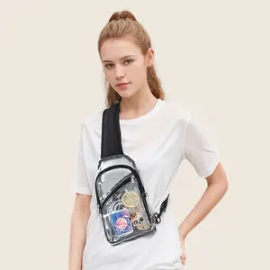 Women's Clear Crossbody Bag, Men's PVC Water Resistant Chest Bag Shoulder Bag for Music Concert, Party and Daily Use