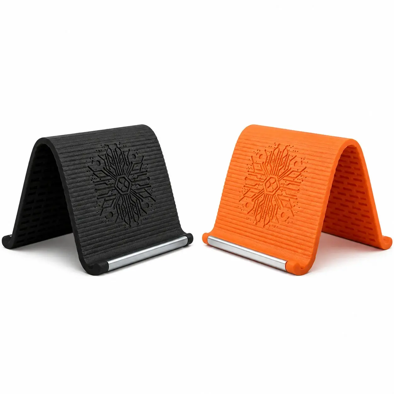 Flexible Silicone Mobile Phone Holder Stand - Folding, Bendable, Rollable, Ergonomic Universal Desktop Mount for Cellphone, Tablet, Laptop - Portable Anti-Slip Aluminium Accessories for Office, Travel