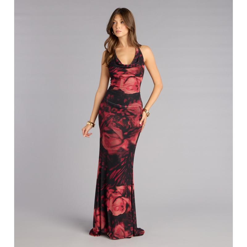 Fable Rose Floral Mermaid Formal Dress