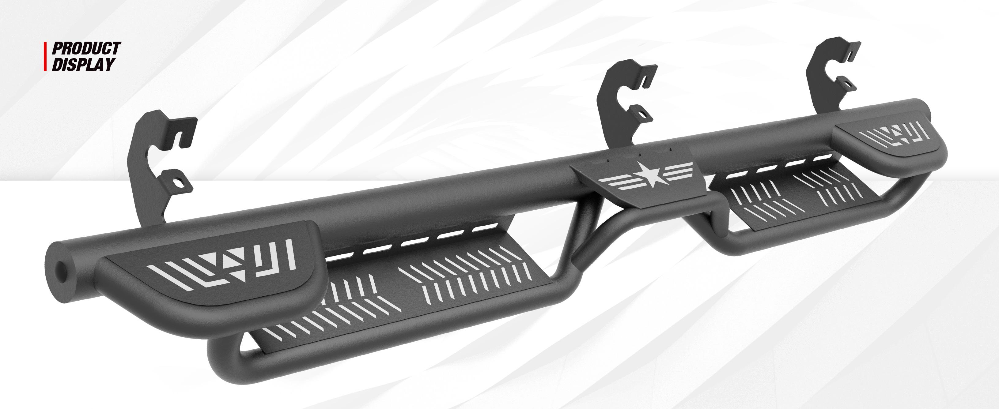 Three Raised Steps Running Boards Side Steps Compatible for 2015-2025 Chevy Colorado & GMC Canyon Crew Cab (4 Full Size Doors), Two Stairs Design Bolt-on Side Rails Step Nerf Bar