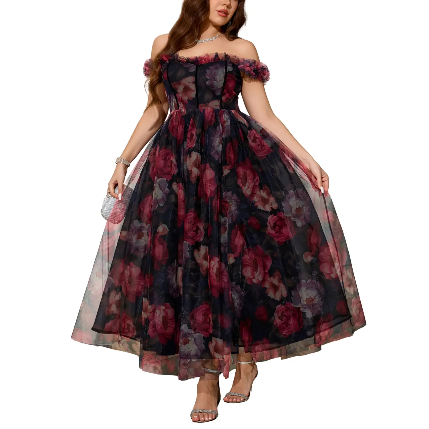 EYWOL Plus Size Off Shoulder Maxi Dress | Elegant Wedding Guest & Formal Dress | L-4XL