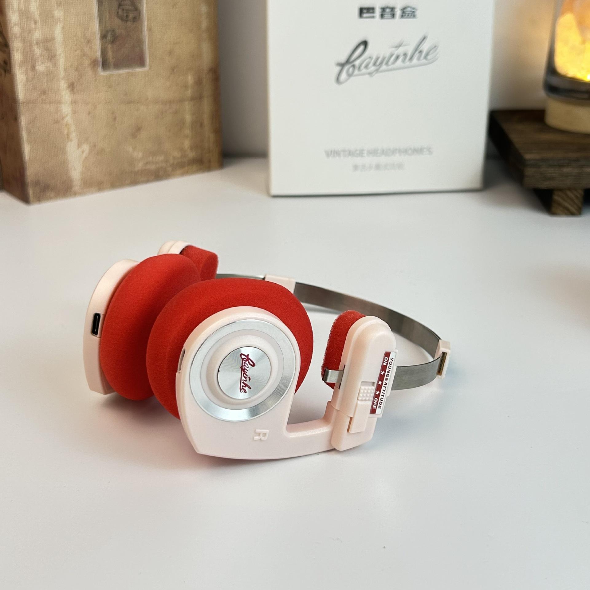 Baiyin Box H1PRO retro over-ear Bluetooth headphones for girls, Plus model, foldable, specially designed for photography