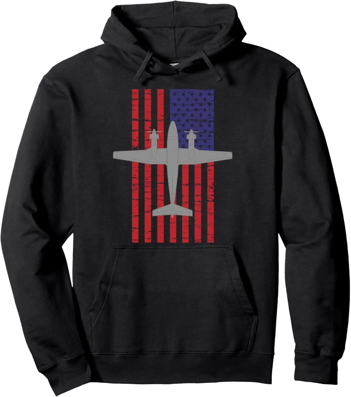 King Air B200 Airplane Pilot American Flag Pullover Hoodie