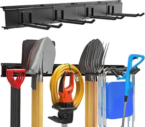 Garage Garden Tool Organizer Wall Mount, Heavy Duty Garage Tool Storage Rack 32 Inches, Max Load 220lb - Shovel, Rake, Folding Chair, Weed Eater Storage