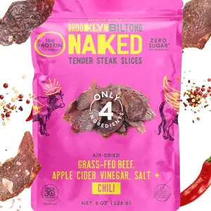 Brooklyn Biltong Air Dried Grass Fed Beef Snack, South African Beef Jerky (8 oz, Pack of 1) - Whole30 Approved, Paleo, Keto, Gluten Free, Sugar Free, Made in USA - (Peri Peri)