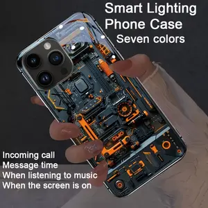 Technological Aesthetics, Cool Mechanical Style:  Colorful Smart Sound-Activated Luminous Phone Case for iPhone 11/12/13/14/15/16/17 Pro/Pro Max/Plus series – featuring luminous technology, elegant daytime design, and enhanced nighttime visibility.