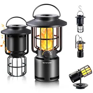 Reteyung Outdoor LED Flame Light, Inverted Effect, IP65 Waterproof Bluetooth Speaker, 3-Level Adjustable Flame Light, for Balconies/Parties/Camping