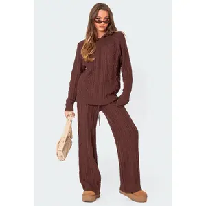 Jelena Relaxed Cable Knit Pants