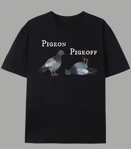 Men'S Casual Graphic T-Shirt - "Pigeon" Print with Dove Design, White Crew Neck Short Sleeve Tee, Lightweight Summer Streetwear for Casual Attire, Casual Summer Wear | Playful Print Shirt | Durable Print Shirt Cotton Printed Round Neck T-Shirt