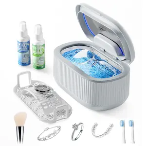 Ultrasonic Jewelry Cleaner 550ML, 45kHz Sonic Cleaner with 3 Power Levels, 5 Timers, Degas Mode & 2 Cleaning Solutions for Rings, Glasses, Watches, Dentures