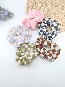 1PC 11cm Chessboard Fabric Hair Tie Suitable for Bun Hairstyles Stylish Accessory for Outings and Daily Use, Perfect for Fashion-Conscious Women