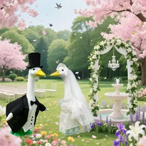 Elegant Lawn Goose Tailcoat Set, High Top Hat, Bow Tie & Suit Jacket, Outdoor Garden Decor, Ideal for Gardens, Patios, Special Occasions