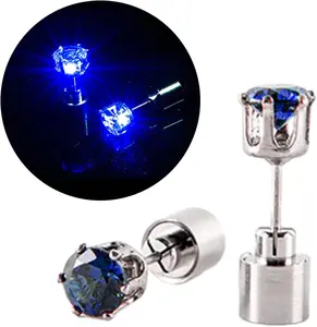 LED Color Changing Light Up Stud Earrings, Unisex Flashy Diamond-Inspired Glowing Earrings for Men & Women, Trendy Metal Party Jewelry for Bar, Club, Rave, Halloween & Festivals, Day to Night Wear Glow Earrings