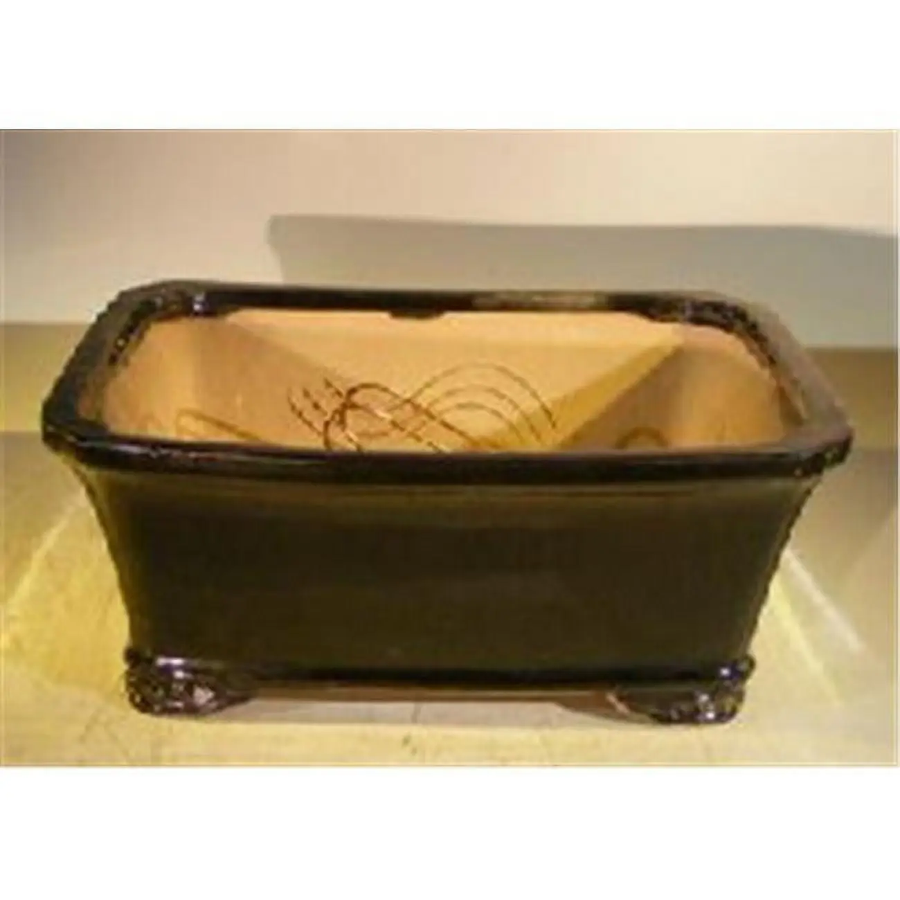 212 MAIN Ceramic Bonsai Ornamental Flower Pot - 10x8x4 in Black Rectangular Pre-Wired Ceramic Pot for Home Improvement & Garden Supplies Use, Ornamental Flower Pots
