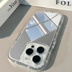 Mirror Anti-fall Fully Edged Shockproof Mobile Phone Case Compatible with iPhone X 11 12 13 14 15 Pro Max with Tempered Glass Screen Protector for Electronics Protection phone case iphone 17 pro phone cases