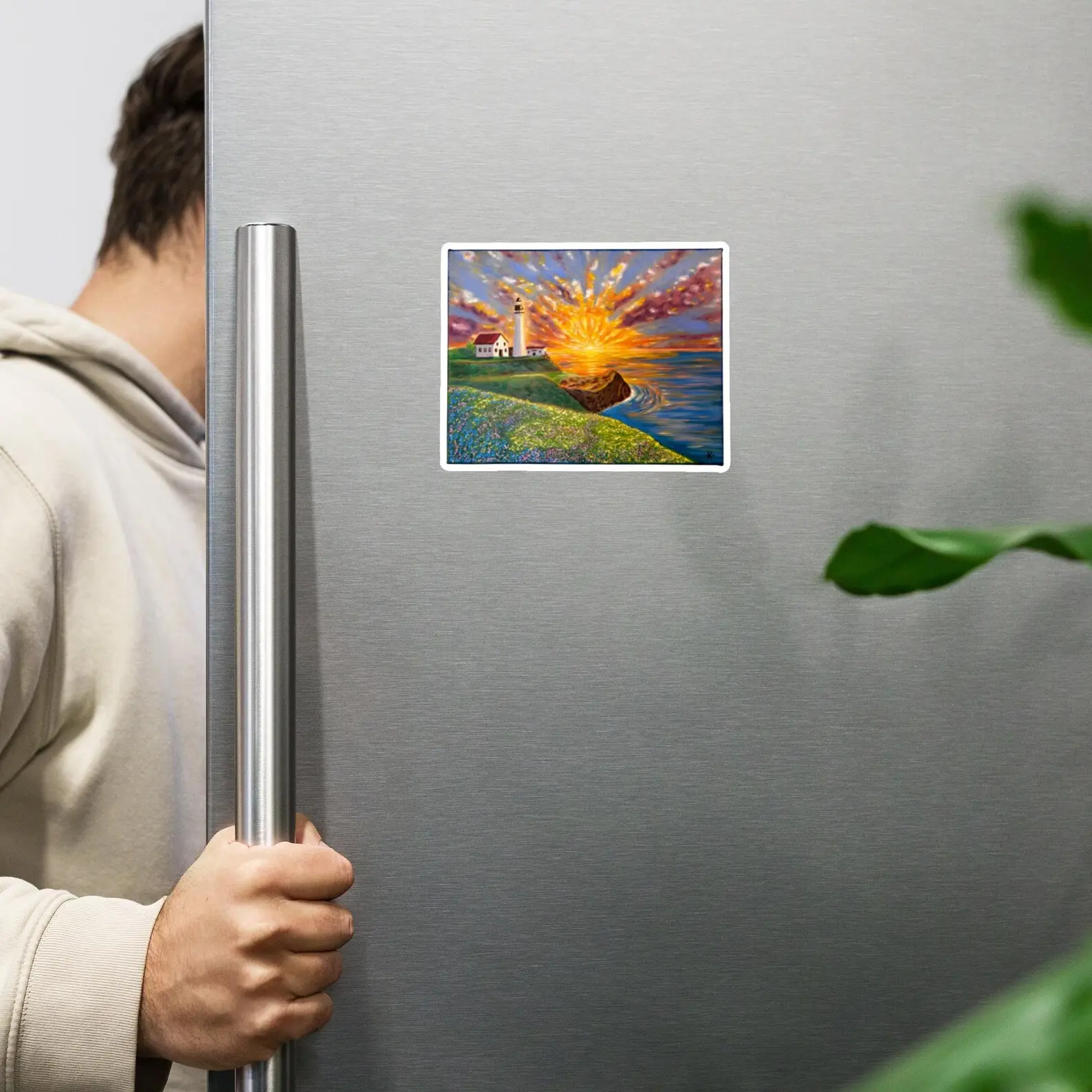 Magnetic Vinyl Lighthouse Refrigerator Magnet - Modern Home Decor Accessory, Strong Hold for Organizing Space, Adventure