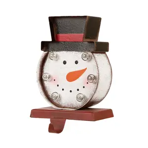 Glitzhome Marquee LED Snowman Head Stocking Holder