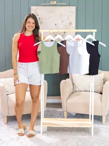 Zenana Racer Back Rib Tank w/ Removable Pads | S-L *Final Sale*