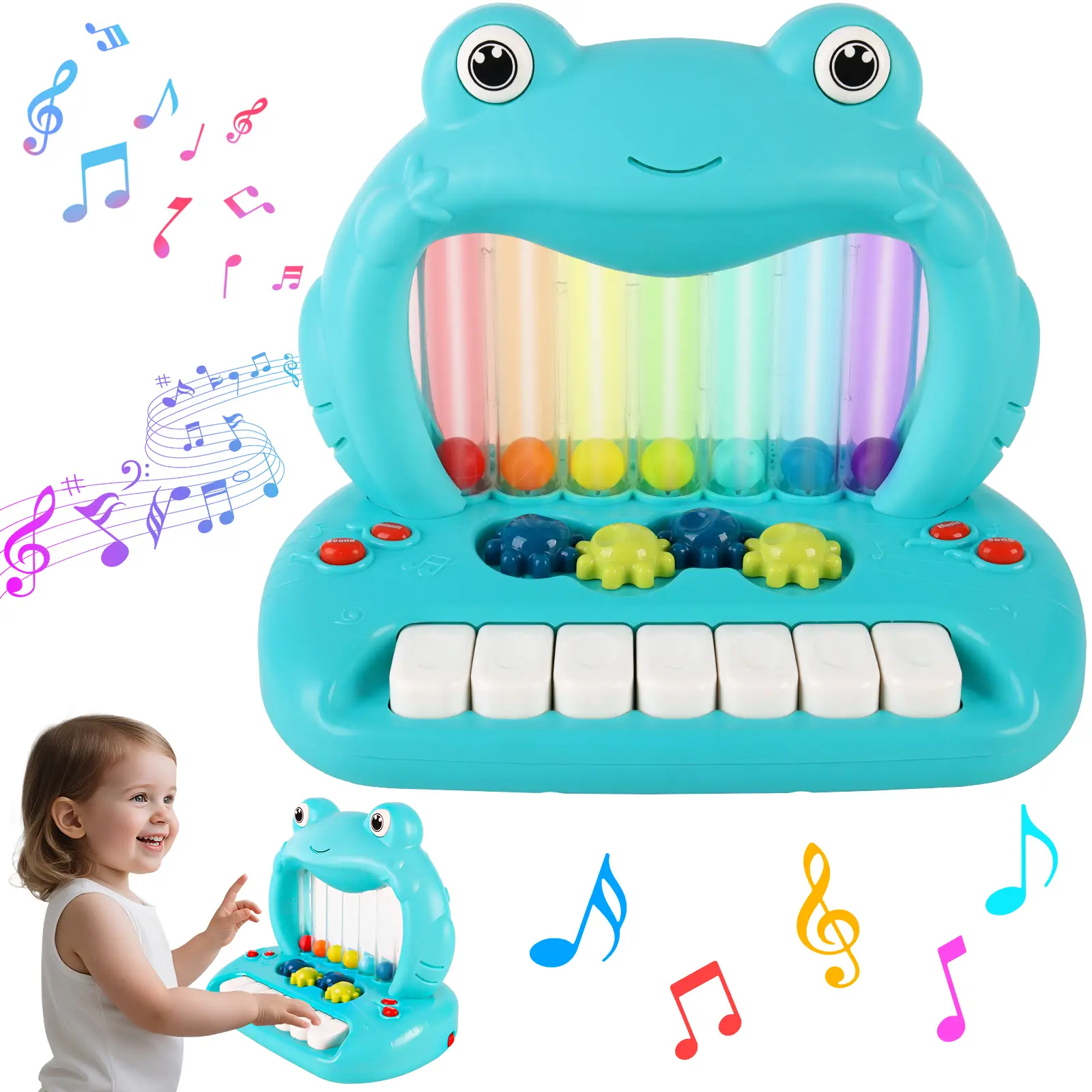Musical Toy Keyboard – Play Piano – Songs, Sounds & Lights – Musical Instrument Frogs Piano Toy