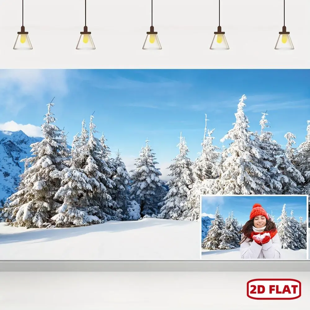 1pc 2D Flat Winter Wonderland Snowflake Polyester Backdrop - Versatile Festive Flat Banner for Christmas Parties, Letters & Home Supplies Decor