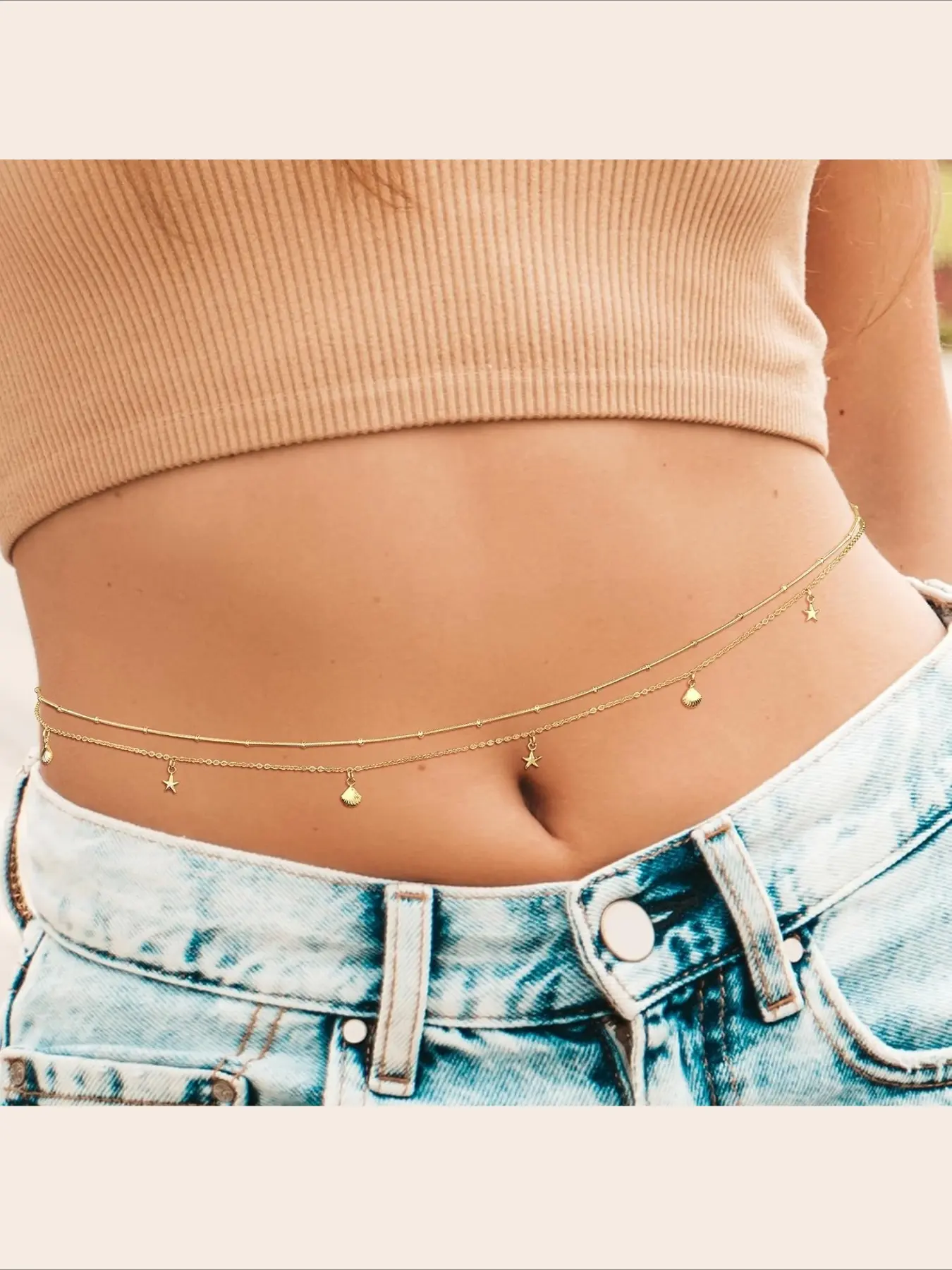 Gold Belly Chains Waist Chains for Women Waterproof 