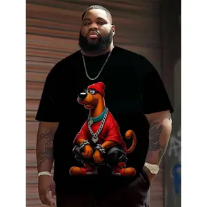 Summer t Shirts Men's Plus Size Hip-Hop Cartoon Animal Graphic T-Shirt - Oversized Streetwear Tee with Urban Fashion Design