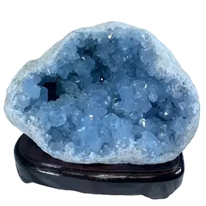 Natural Blue Polished Celestite Quartz Cluster Egg Heart Shaped Healing Feng Shui Crystal Craft Valentine's Day Wedding Gift Sensory Hypnotic Gear Sphere Fidget