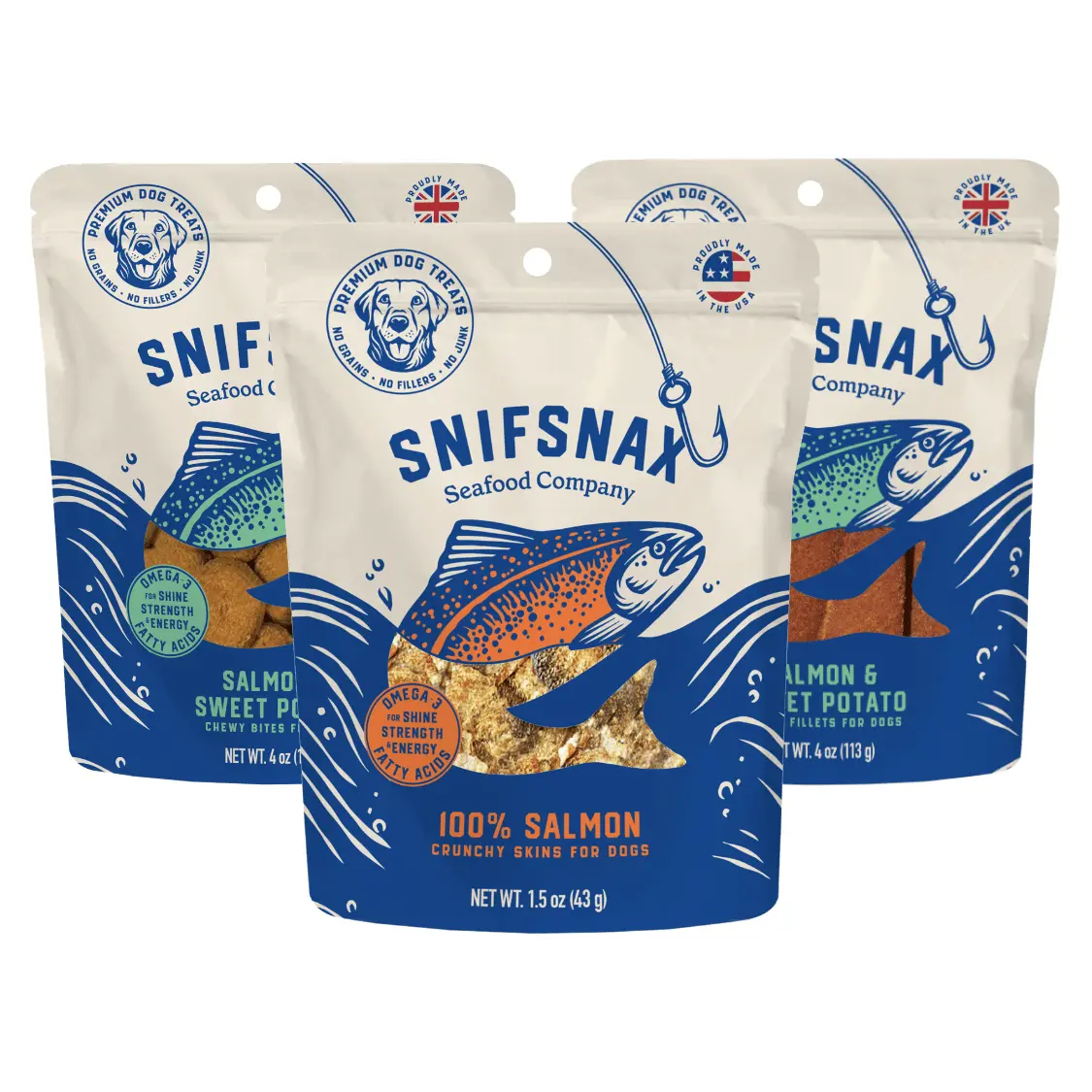 Salmon Dog Treats Variety Pack | Soft & Crunchy 3-Pack | Healthy High-Protein Snacks for Dogs