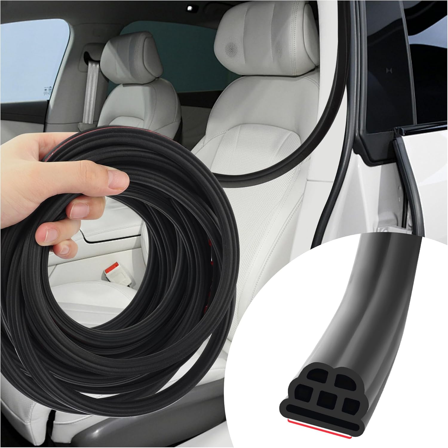 32.8Ft Upgraded Car Weather Stripping Door Seal,Three-Layer Weather Stripping Self-Adhesive Seal Gaps from Drafts&No