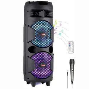 Dazone Bluetooth Speakers, TWS Karaoke PA System Machine Set with Wired Microphone, Remote Control, Colorful Lights, FM Radio