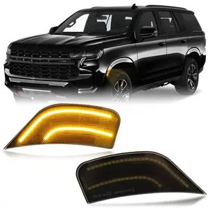 Smoked Lens Amber Front Side Marker Lights For 2021-2023 GMC Yukon XL Chevy Tahoe Suburban Cadillac Escalade ESV SUV Front Side Indicator Lamps 2PCS