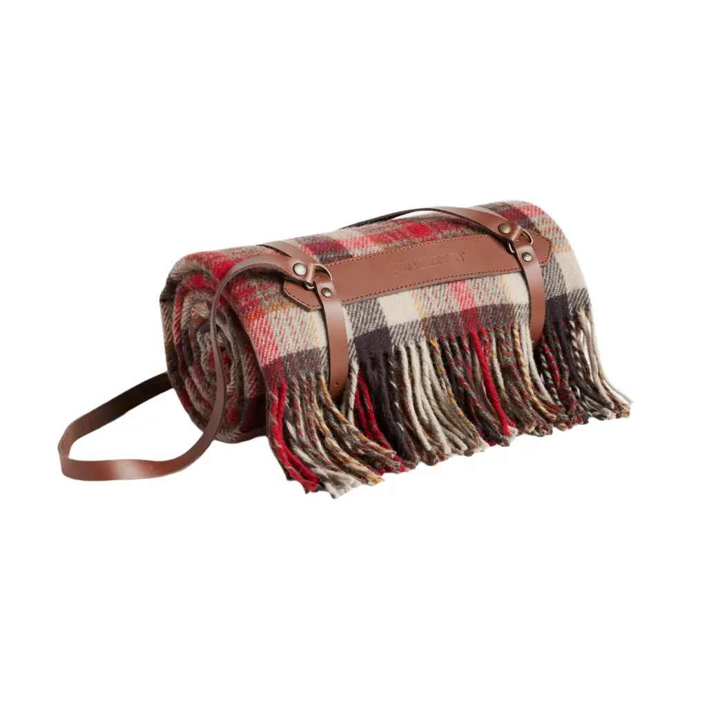 Pendleton Unisex Large Size Wool Rectangular Motor Robe with Fringe Trim, Carrier Strap, Picnic Blanket Function, Casual Fashion Accessory Scarf-Shawl
