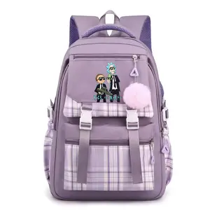 Rick & Morty Cartoon Backpack 3D Printing with Adjustable Shoulder Strap Relieve Back Pressure Backpacks for Adult Men and Women Style-7-Purple