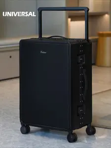 2026 new high-end wide pull rod luggage, aluminum frame travel suitcase, sturdy large capacity boarding case, silent universal wheels