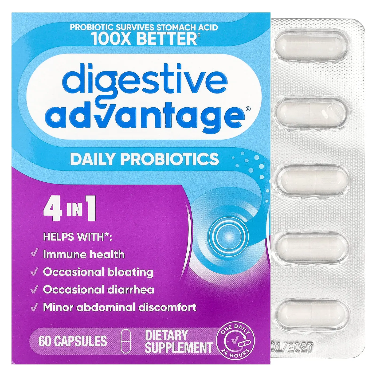 Schiff Digestive Advantage®, Daily Probiotics, 60 Capsules